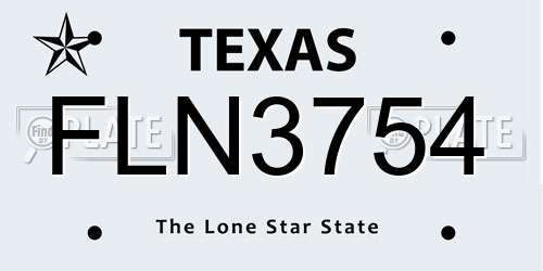 FLN3754 Texas License Plate