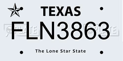 FLN3863 Texas License Plate