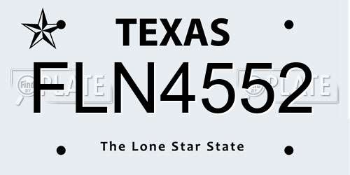 FLN4552 Texas License Plate