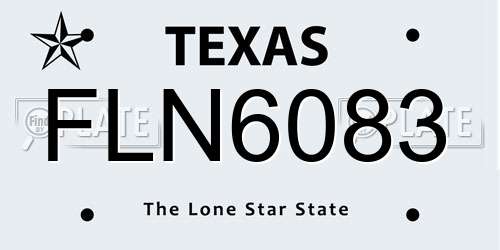 FLN6083 Texas License Plate