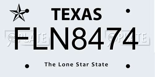 FLN8474 Texas License Plate