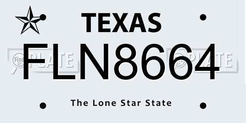 FLN8664 Texas License Plate