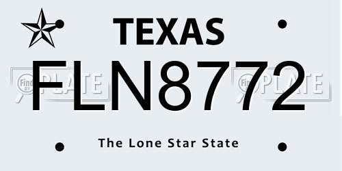 FLN8772 Texas License Plate