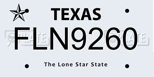 FLN9260 Texas License Plate