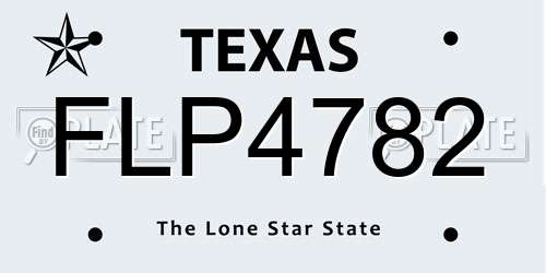FLP4782 Texas License Plate