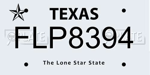 FLP8394 Texas License Plate