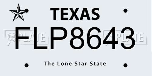 FLP8643 Texas License Plate