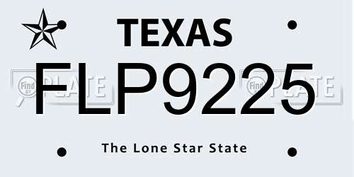 FLP9225 Texas License Plate