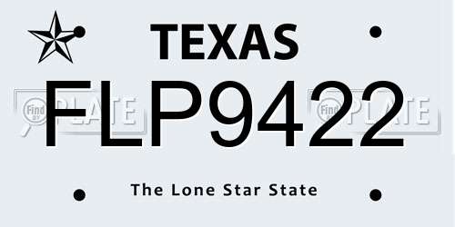 FLP9422 Texas License Plate