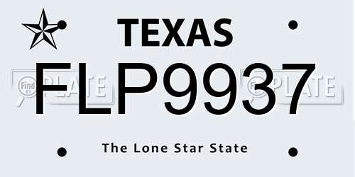 FLP9937 Texas License Plate
