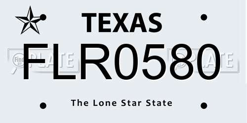 FLR0580 Texas License Plate