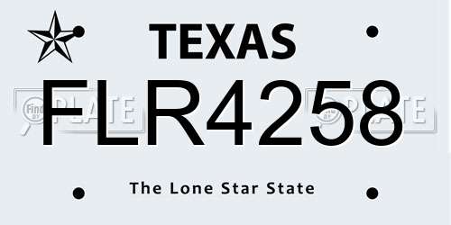 FLR4258 Texas License Plate