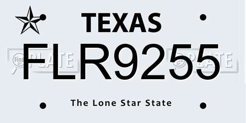FLR9255 Texas License Plate