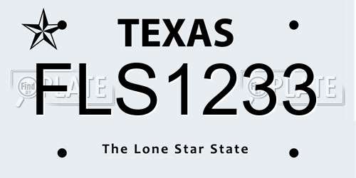 FLS1233 Texas License Plate
