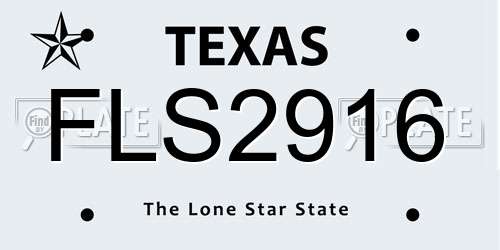 FLS2916 Texas License Plate