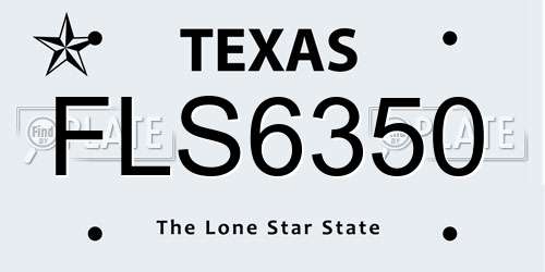 FLS6350 Texas License Plate