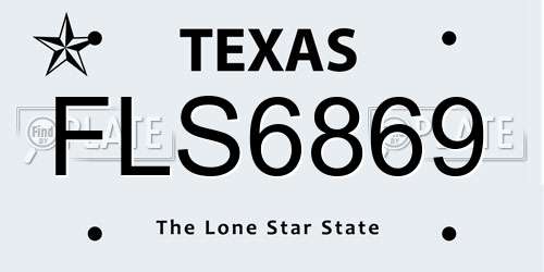 FLS6869 Texas License Plate