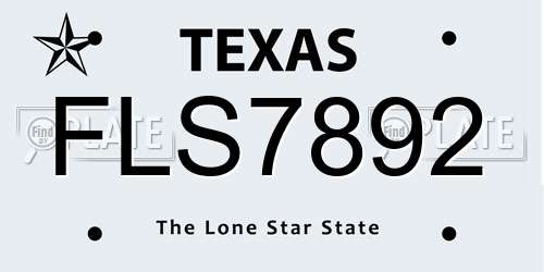 FLS7892 Texas License Plate