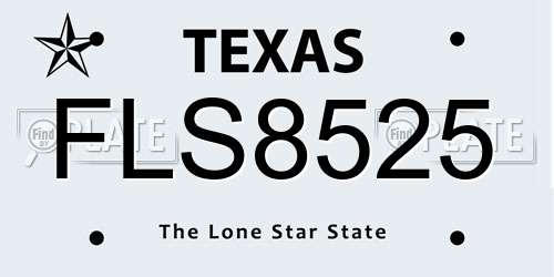 FLS8525 Texas License Plate