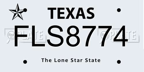 FLS8774 Texas License Plate
