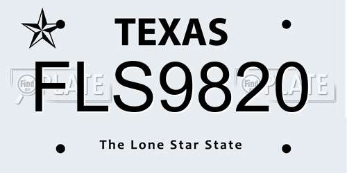 FLS9820 Texas License Plate