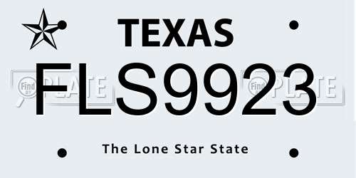 FLS9923 Texas License Plate