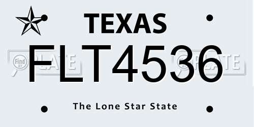 FLT4536 Texas License Plate