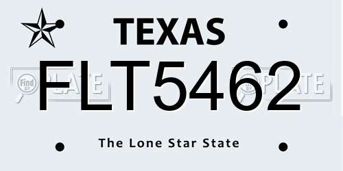 FLT5462 Texas License Plate