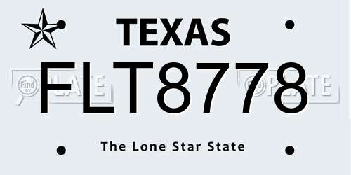 FLT8778 Texas License Plate