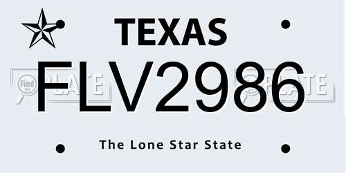 FLV2986 Texas License Plate