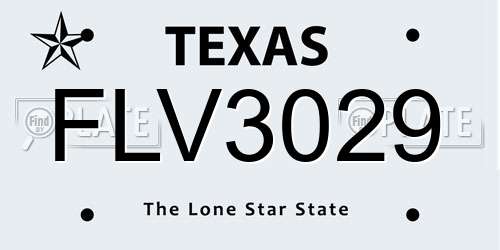 FLV3029 Texas License Plate