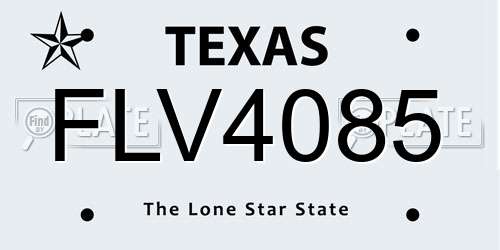 FLV4085 Texas License Plate