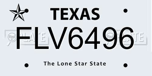 FLV6496 Texas License Plate