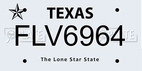 FLV6964 Texas License Plate