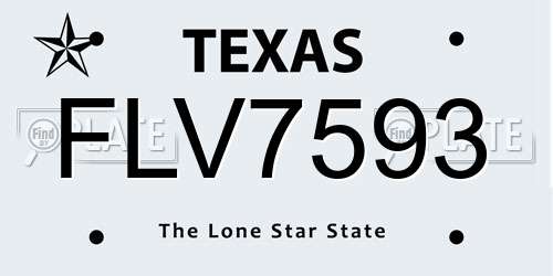 FLV7593 Texas License Plate