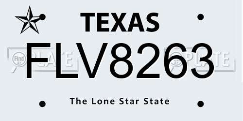 FLV8263 Texas License Plate