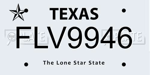 FLV9946 Texas License Plate