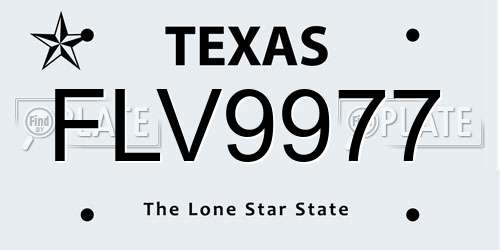 FLV9977 Texas License Plate