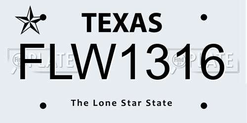 FLW1316 Texas License Plate