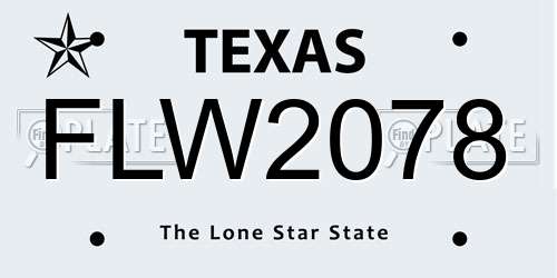 FLW2078 Texas License Plate