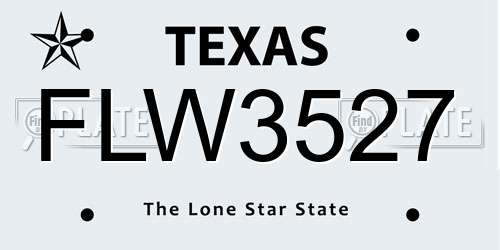 FLW3527 Texas License Plate