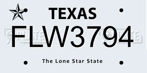 FLW3794 Texas License Plate