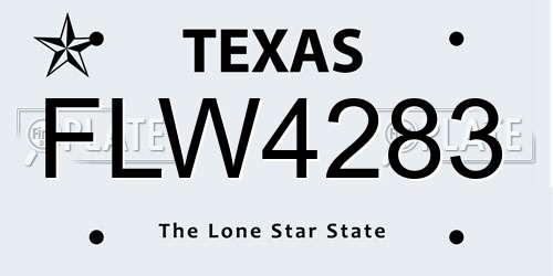 FLW4283 Texas License Plate