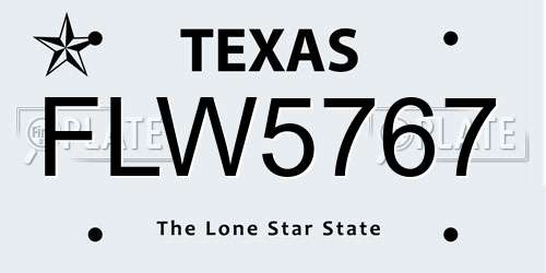 FLW5767 Texas License Plate