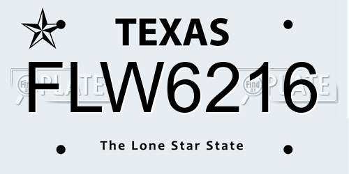FLW6216 Texas License Plate