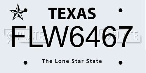 FLW6467 Texas License Plate