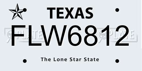 FLW6812 Texas License Plate