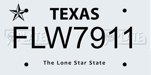 FLW7911 Texas License Plate