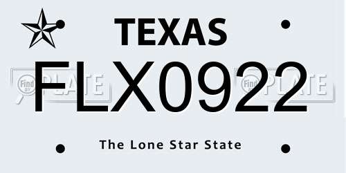 FLX0922 Texas License Plate