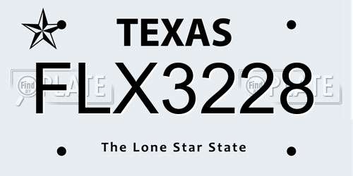 FLX3228 Texas License Plate